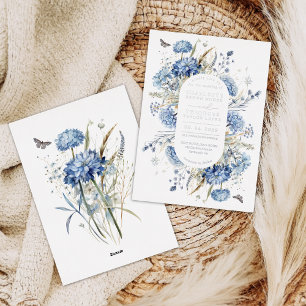 Staubblaue Wildblumen Boho Chic Gartenhochzeit Folieneinladung