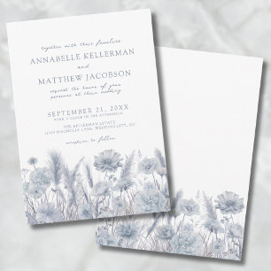 Staubblaue Wildblumen-Hochzeit Einladung