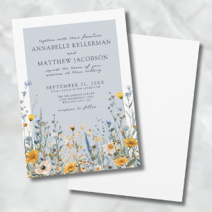 Staubblaue Wildblumen Hochzeit Einladung