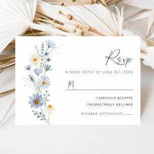 Staubblaue Wildblumen-Hochzeits-RSVP RSVP Karte