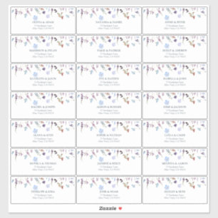 Staubblaue Wildblumen-Hochzeitsdusche-Gästekarte Aufkleber