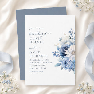 Staubblaue Wildblumen-Hochzeitseinladungskarte Einladung