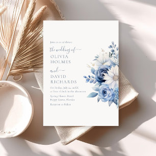 Staubblaue Wildblumen-Hochzeitseinladungskarte Einladung