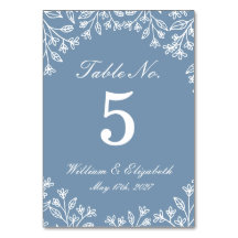 Staubblaue Wildblumen-Hochzeitstisch-Nummer