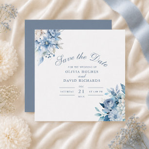 Staubblaue Wildblumen-Save-the-Date-Karte Save The Date