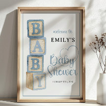 Staubblauer Baby-Blöcke-Baby-Shower-Willkommenspos