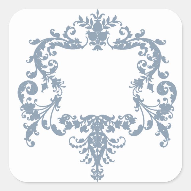 Staubblauer Barockrahmen Quadratischer Aufkleber (Vorderseite)