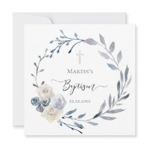 staubblauer Blumenkranz Aquarell Taufe