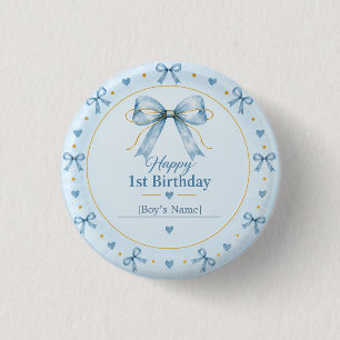 Staubblauer Bogen zum ersten Geburtstag Button