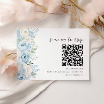 Staubblauer Boho-Blumen-Hochzeits-QR-Code