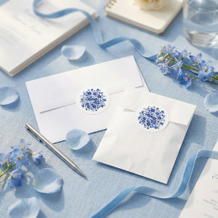 Staubblauer Chinoiserie-Blumen-Rundumschlag-Siegel Runder Aufkleber