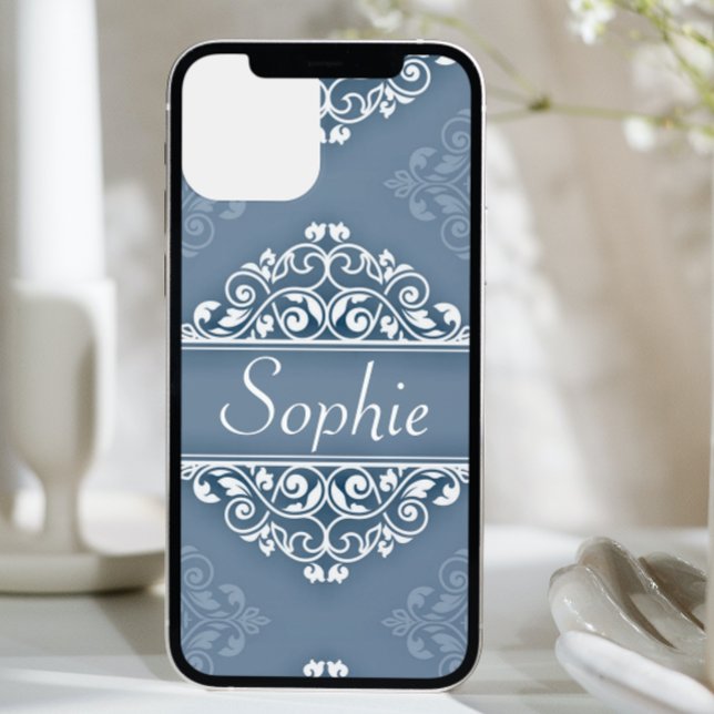 Staubblauer Damast Case-Mate iPhone Hülle (Von Creator hochgeladen)