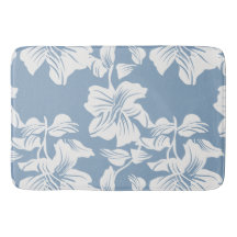 Staubblauer Floral Line Art Plüsch-Badematte