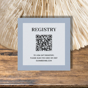 Staubblauer Hochzeitsregistrierungs-QR-Code Begleitkarte