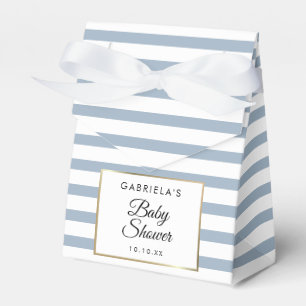 Staubblauer Streifen Elegante Gold-Baby Shower Geschenkschachtel