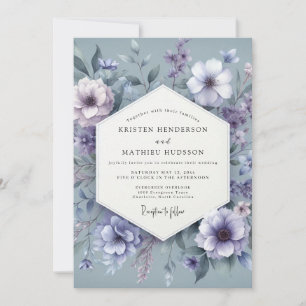 Staubblauer Träumerischer Blumenhochzeit Einladung
