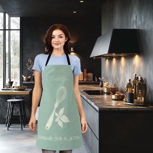 Staubblaues Apron mit cremefarbenem Schneebesen un Schürze