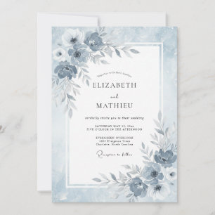 Staubblaues, ätherisches Winterhochzeit Einladung