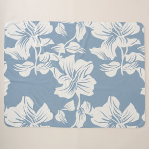 Staubblaues Blumen-Linienkunst Kuschel-Fleece-Deck Sherpadecke