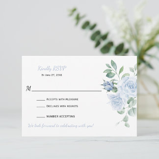 Staubblaues Blumen-RSVP | RSVP Karte