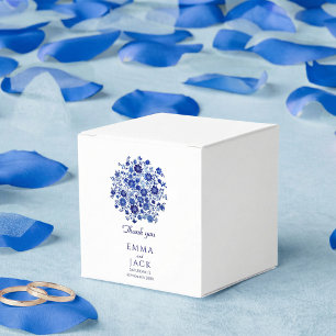 Staubblaues Blumenhochzeits-Dankeschön Geschenkschachtel