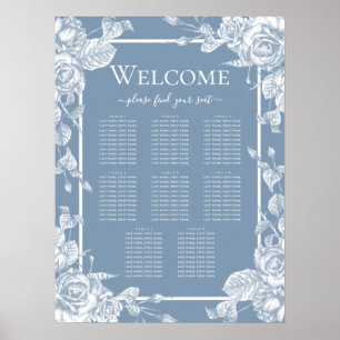 Staubblaues Blumenmuster 8 Tische 10 Personen Sitz Poster