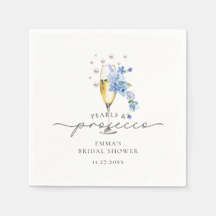 Staubblaues Blumenperlen- & Prosecco-Brautjungfern Serviette