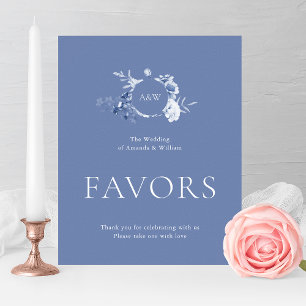Staubblaues Blumiges Hochzeitsgeschenk-Schild Poster