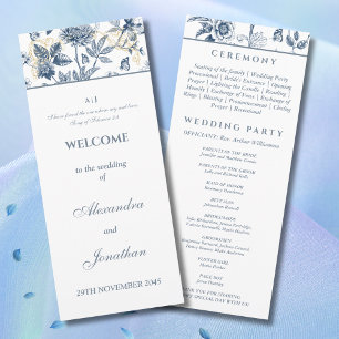 Staubblaues Chinoiserie-Christliches Hochzeitsprog Programm