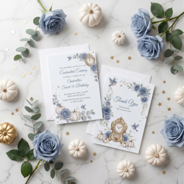 Staubblaues Cinderella Sweet 16 Märchen-Geburtstag Einladung (Von Creator hochgeladen)