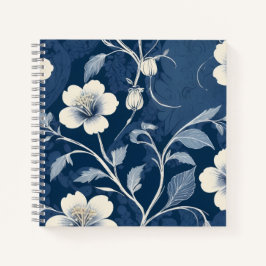 Staubblaues Cottage-Blumenrankenmuster Notizbuch