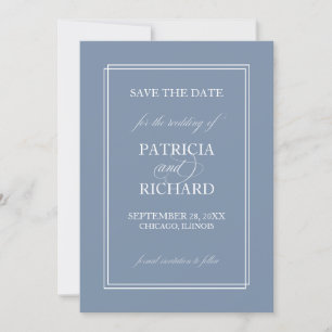 Staubblaues einfaches elegantes Save-the-Date Einladung