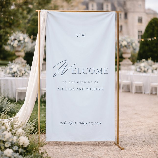 Staubblaues elegantes Hochzeit-Willkommensbanner Banner (Von Creator hochgeladen)