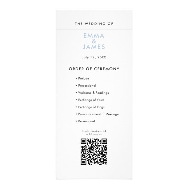 Staubblaues Et-Zeichen Hochzeit | Programm | QR-Co (Vorne)