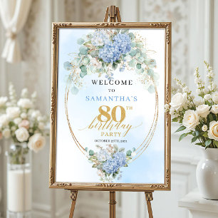 Staubblaues Eukalyptus-Blumen-Willkommen zum 80. G Poster