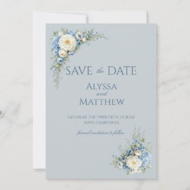 Staubblaues Europäisches Garten Save-the-Date Einladung