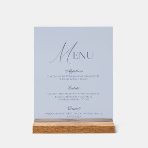 Staubblaues Fine-Art-Acryl-Hochzeitsmenü-Schild Acrylschild