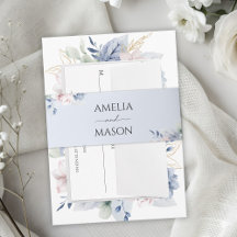Staubblaues Florales Aquarell Hochzeit