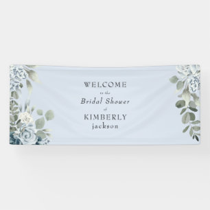 Staubblaues florales Brautdusche-Willkommen  Banner