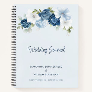 Staubblaues Florales Chic Personalisierte Hochzeit Notizbuch