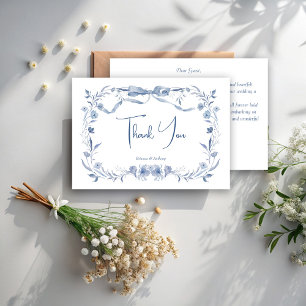 Staubblaues florales Grünzeug-Band elegante Hochze Dankeskarte
