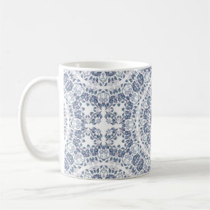 Staubblaues florales Mandala Kaffeetasse