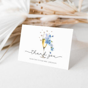 Staubblaues Florales Perlen- & Prosecco-Brautjungf Dankeskarte
