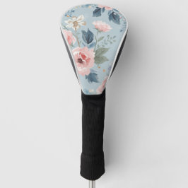 Staubblaues florales Wasserfarben-Garten-Rosa Blüt Golf Headcover