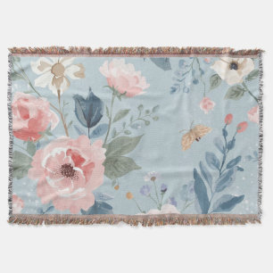 Staubblaues florales Wasserfarbengarten Rosa Blüte Decke