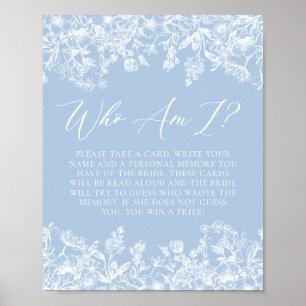 Staubblaues Florales Wer Bin Ich Hochzeitsdusche S Poster