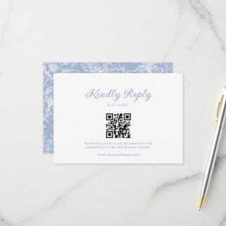 Staubblaues französisches viktorianisches QR-Code- RSVP Karte