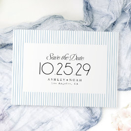 Staubblaues gestreiftes elegantes Hochzeitsdesign Save The Date