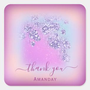 Staubblaues Glitter-Beeren-Dank-Schick 16. Glamour Quadratischer Aufkleber