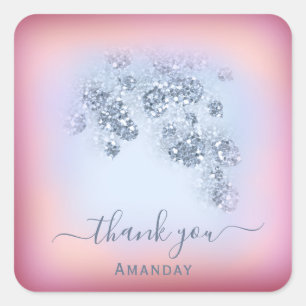 Staubblaues Glitter Burgunder Sweet 16. Quadratischer Aufkleber